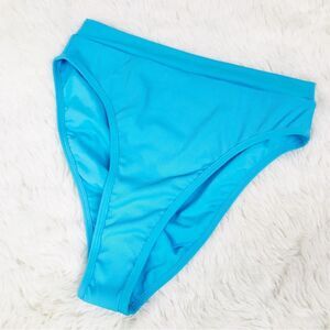 New L*SPACE Frenchi Bottom Bitsy Cut High Waist Bikini‎ Ribbed Aqua Blue Large